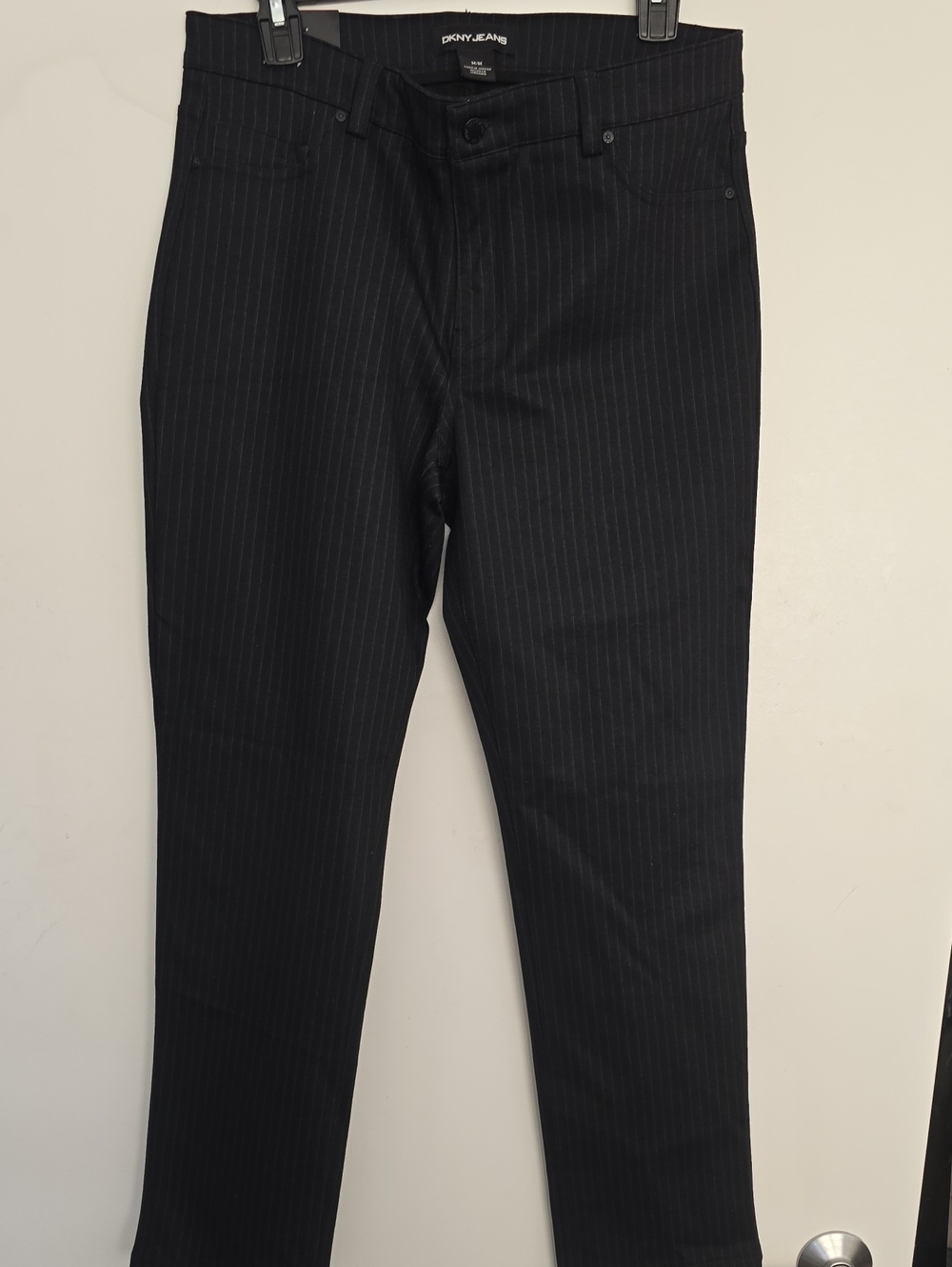 DKNY Black Pinstripe Cropped Dress Pants